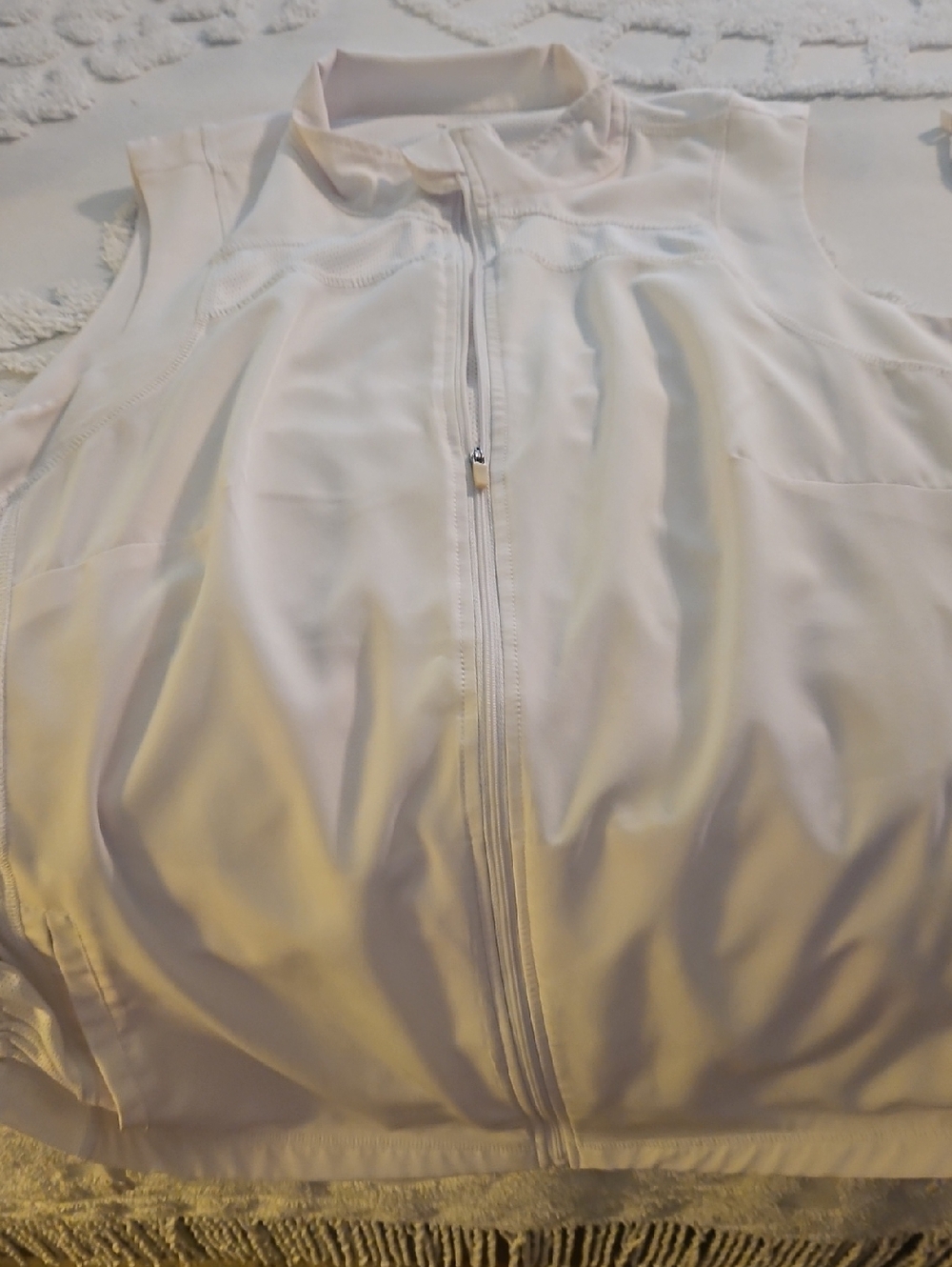 Light White Sleeveless Zip Front Vest
